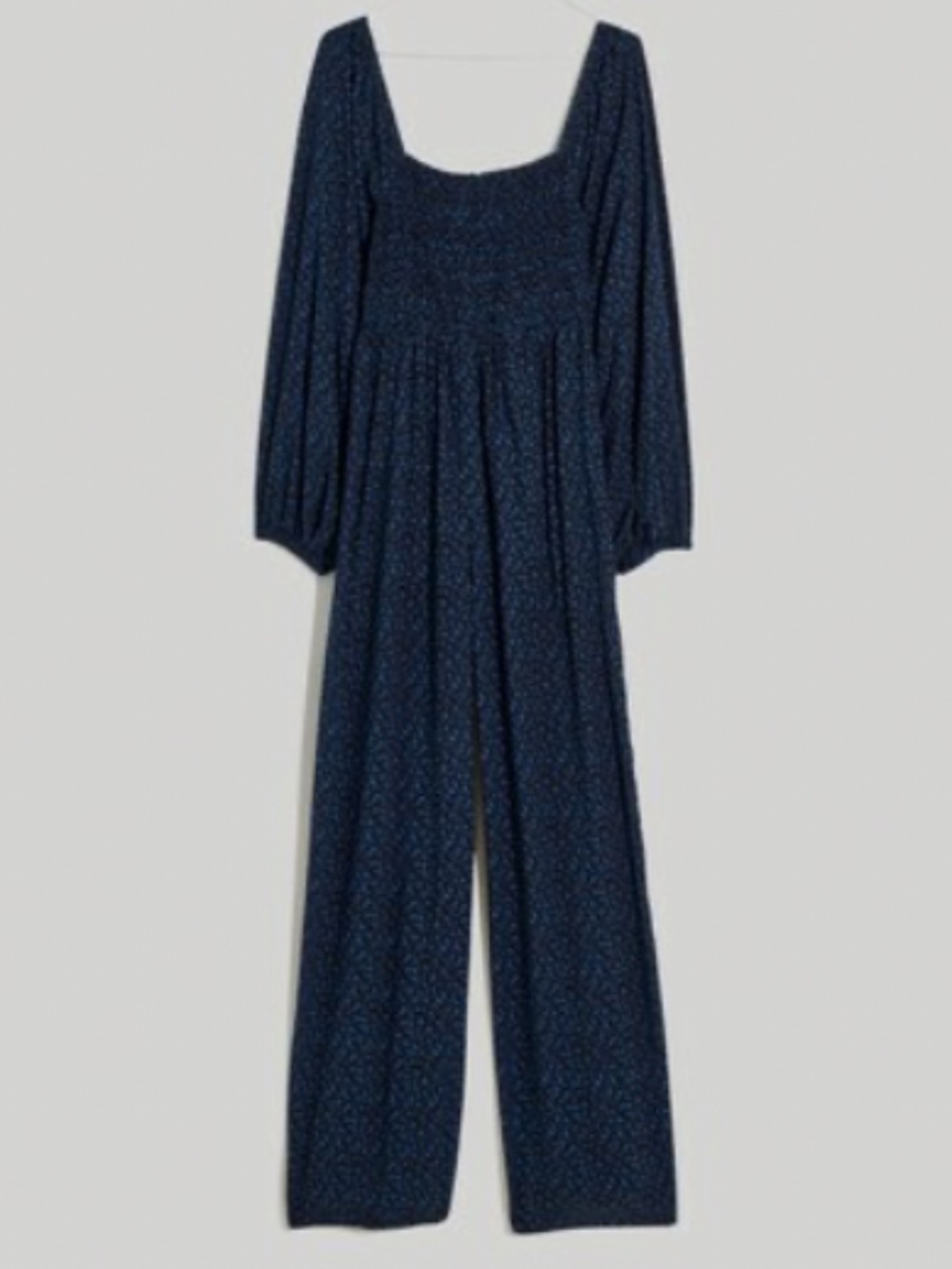 Madewell size 12 Lucie tie back jumpsuit black blue floral wide leg square neck
